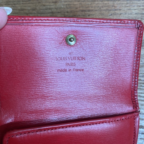 Louis Vuitton Red double snap Epi leather compact wallet Authentic EUC LV Epi - Picture 11 of 15